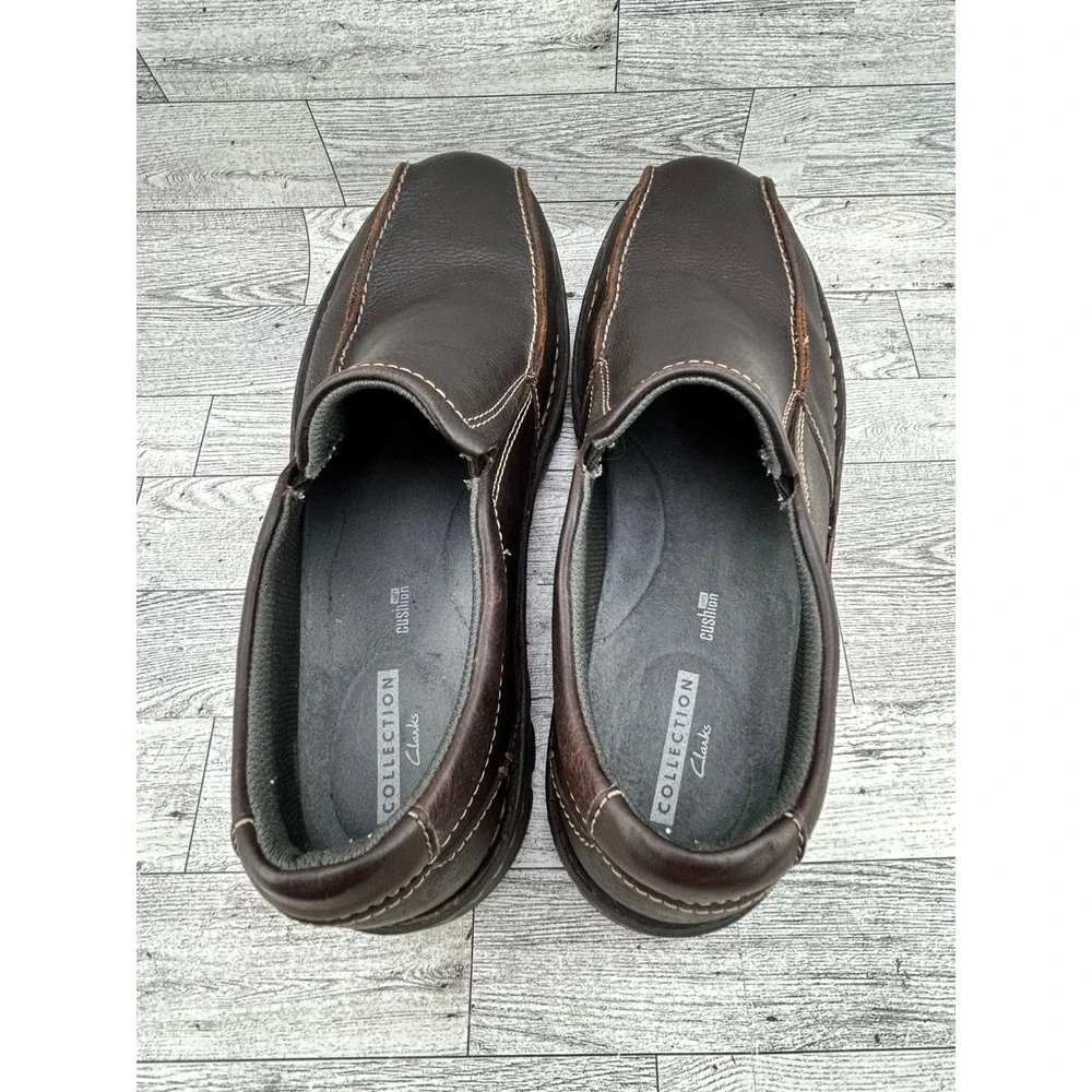 Clarks Mens Size‎ 12 W Brown Leather Slip On Soft Cushion Comfort Loafer Shoes